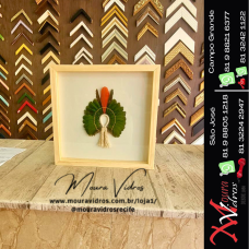 MOLDURA CAIXA NATURAL COM FUNDO BRANCO PARA COCAR