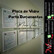 PORTA DOCUMENTOS DE VIDRO / PLACA DE VIDRO