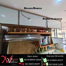Vidro Decora Branco e reflectabronze para esquadria cozinha