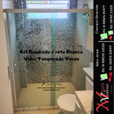 Kit Quadrado reto Branco Vi dro Temperado Verde