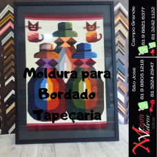 MOLDURA CAIXA PRETA COM FUNDO PRETO PARA BORDADO / TAPEÇARIA