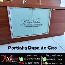 Portinha Dupa de Giro Vidro pintado adesivado branco