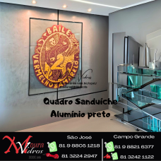 Quadro sanduiche de vidro alumínio f13 preto
