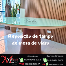 Reposição de tampo de mesa de vidro