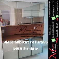 vidro habitat refletivo bronze para armário / cristaleira / móvel