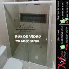 BOX DE VIDRO DE CORRER TRADICIONAL ( BLINDEX ) 1 FIXO  + 1 MÓVEL 