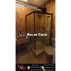 BOX DE CANTO VIDRO TEMPERADO / BLINDEX PERFIL TRADICIONAL PRETO BOLEADO