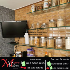 PRATELEIRA DE VIDRO PARA COZINHA / PORTA ALIMENTO / CONDIMENTO