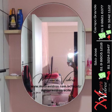 ESPELHO PERSONALIZADO OVAL SOB MEDIDA PARA PORTA DE FARMÁCIA