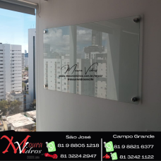 PLACA DE VIDRO INCOLOR PARA ANOTAÇÕES /AVISO INSTALADO COM PROLONGADORES