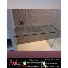 MESA DE VIDRO COM BASE DE VIDRO E COLAGEM UV