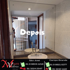 ESPELHO LAVABO ANTES E DEPOIS
