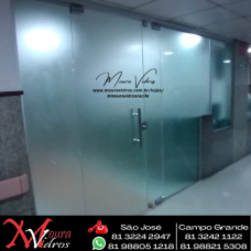 Fechamento divisória de vidro temperado blindex jateado
