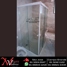 Box de canto , angular em vidro incolor temperado