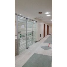 vidro fixo + porta dupla com mola vidro 10mm temperado para hospital