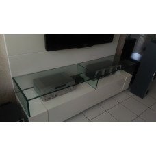 vidro de 15mm com colagem UV 03 bases para móvel sala